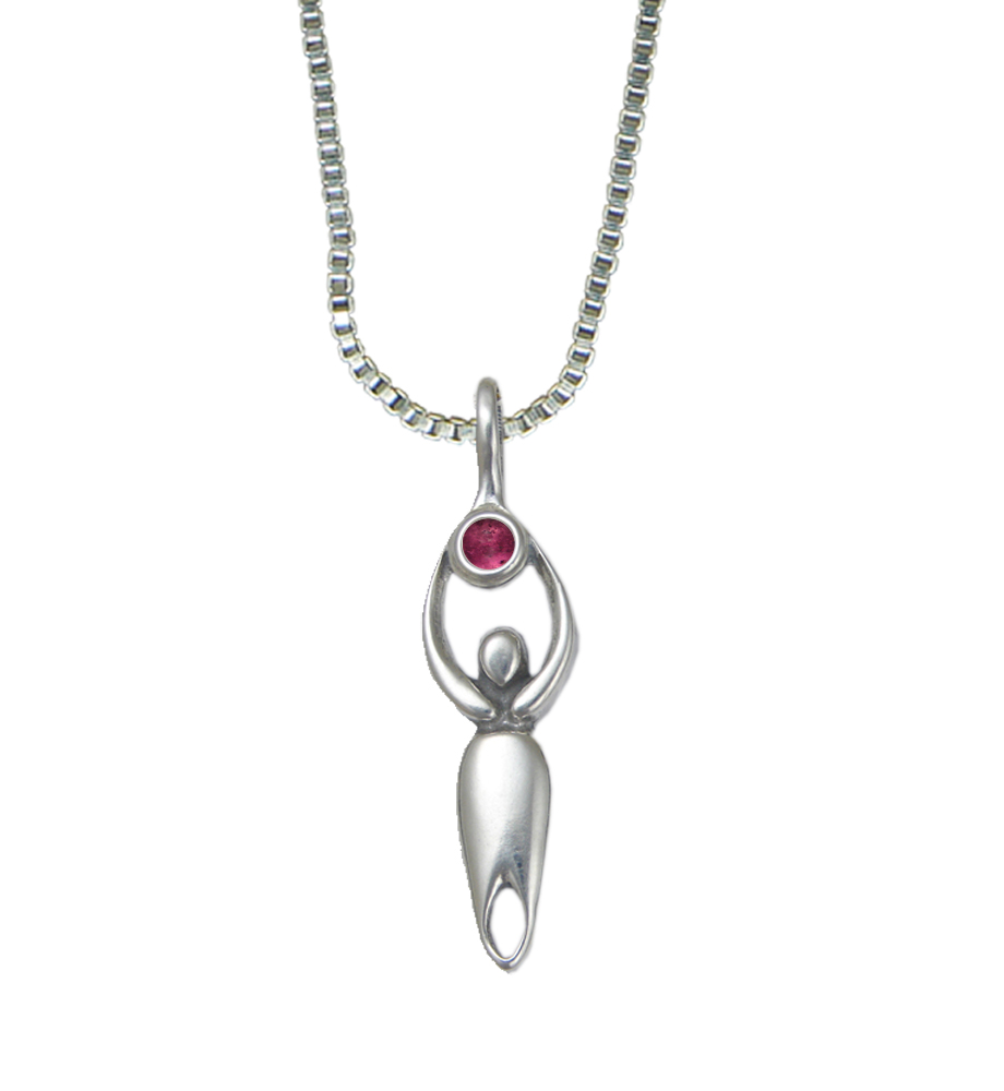 Sterling Silver Essential Goddess Pendant With Pink Tourmaline